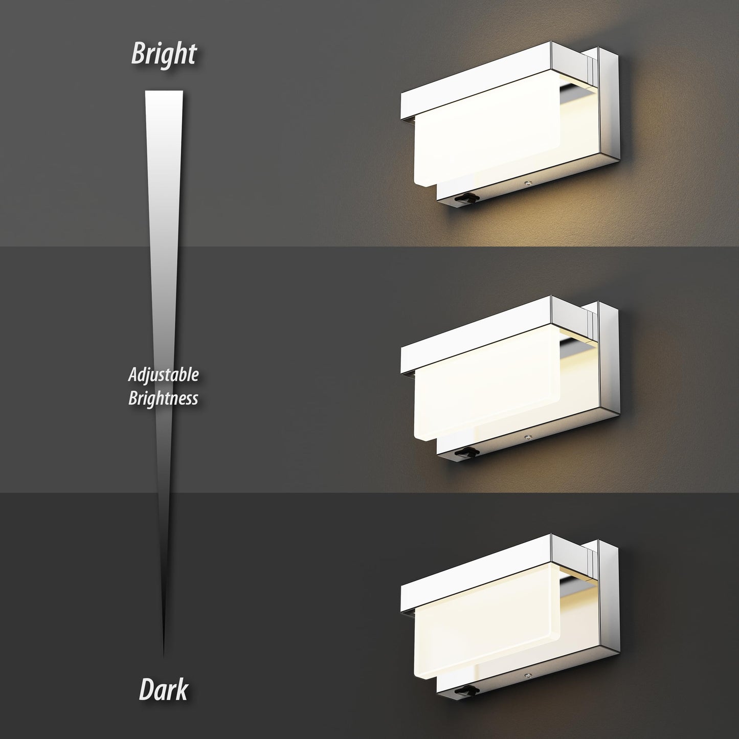 Lightinn Wall Sconce Chrome Wall Light With On/Off Switch 8 Inch Led Wall Lamp Acrylic Lampshade 4000K Sconce Wall Lighting