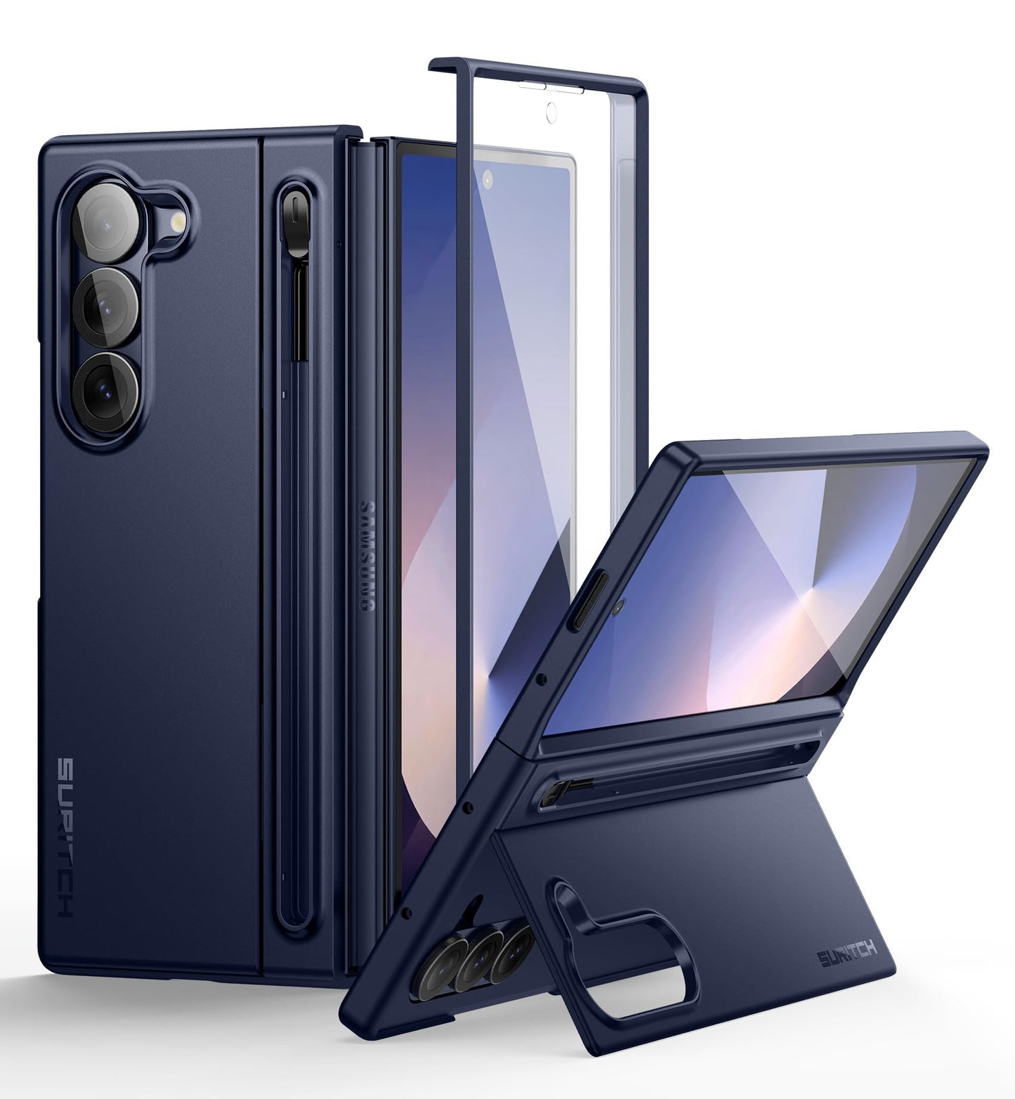 Suritch For Samsung Galaxy Z Fold 6 Case With Kickstand And S Pen Holder [S Pen Not Included], Phone Case For Z Fold 6 2024 -Dar