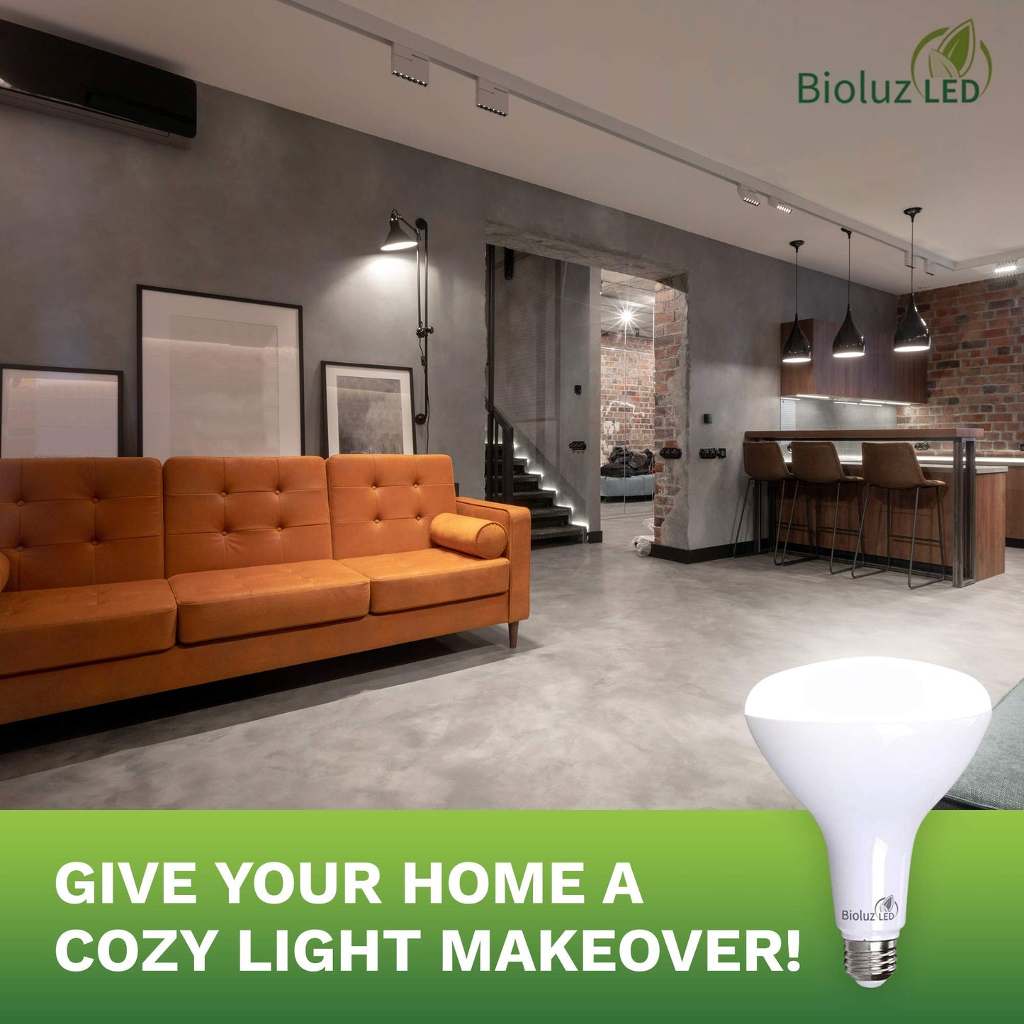 Bioluz BR40 LED Light Bulbs 16W 1400 Lumen Warm White 2700K 4 Pack Title 20 Compliant Plastic