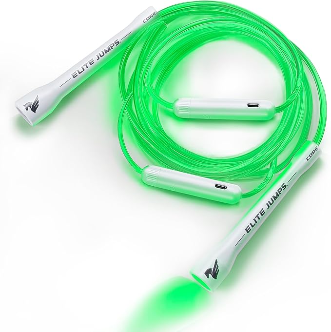 Elite Jumps - Light Show LED Jump Rope - For Kids & Adults - Durable & Lightweight - Adjustable Length & USB Rechargeable...