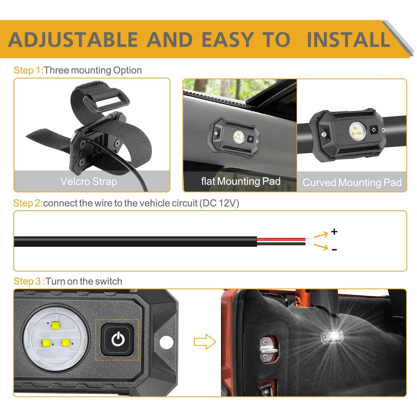 Utv Led Dome Light 12V With Switch  Rfroad Lighting Universal Roll Bar Mount Led White Lights Interior Dome Light For Utv Atv Polaris Rzr Can Am Car Golf Cart