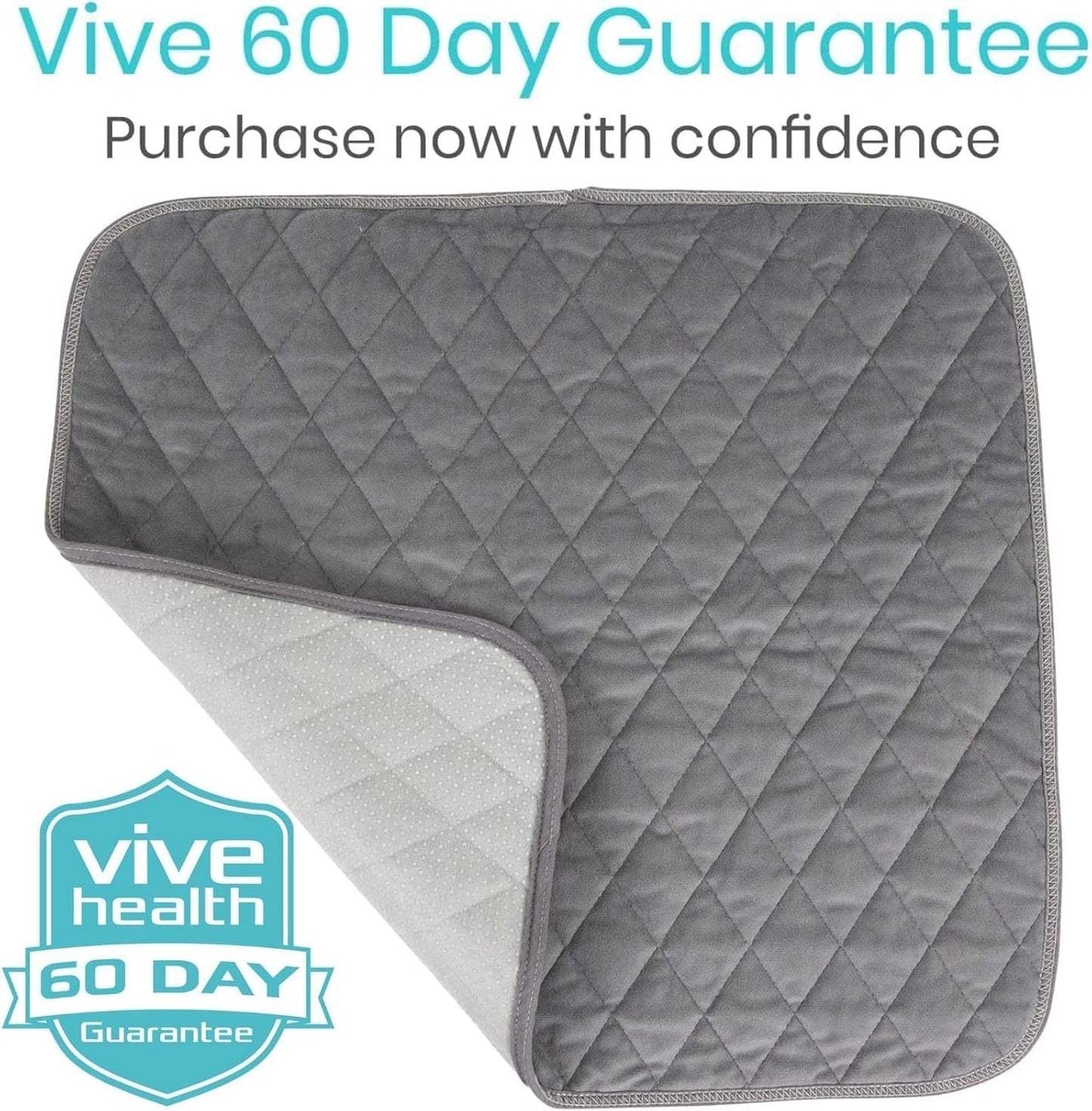 Sures Waterproof Chair Pads for Incontinence (22" x 21") - Washable, Waterproof Seat Protector - Chair Protector Seat Cover - Absorbent Pad for Bed, Seat, Car, Wheelchair & Recliner (Gray, 2 Pack)