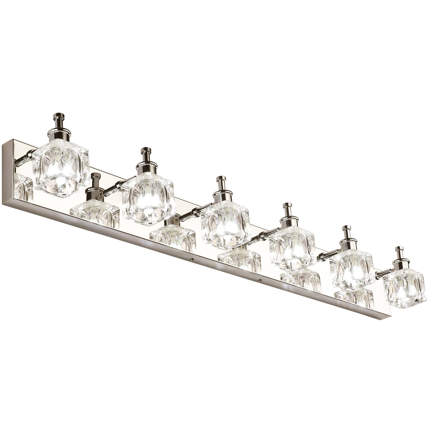 Presde Modern 6-Lights Led Vanity Light For Bathroom, Chrome Finish, Model Hu-Xi-201, Excludes Bulb