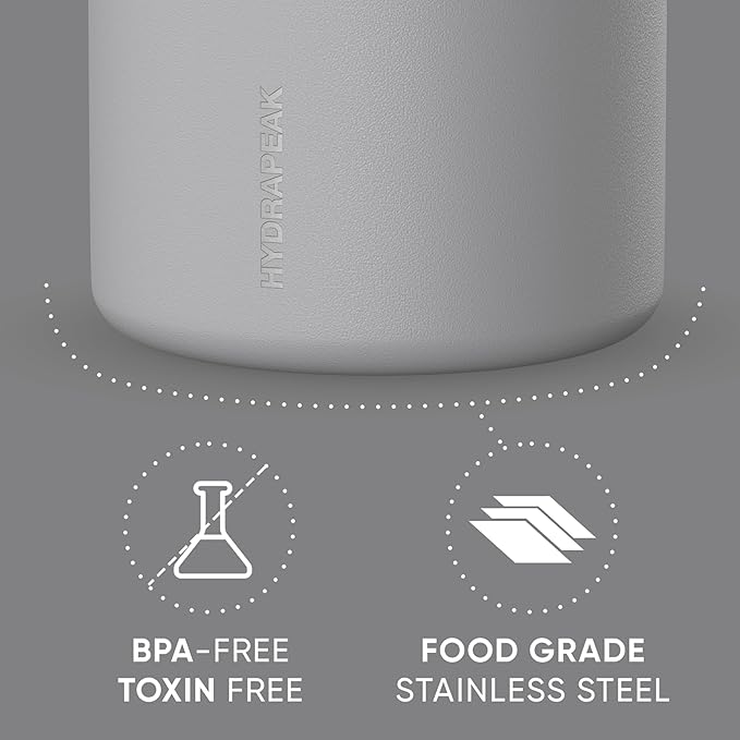 Hydrapeak 25oz Stainless Steel Vacuum Insulated Food Jar | Hot Food and Cold Food, Wide Mouth Leak-Proof Soup Jar for Adults, 10 Hours Hot and 16 Hours Cold (Grey)