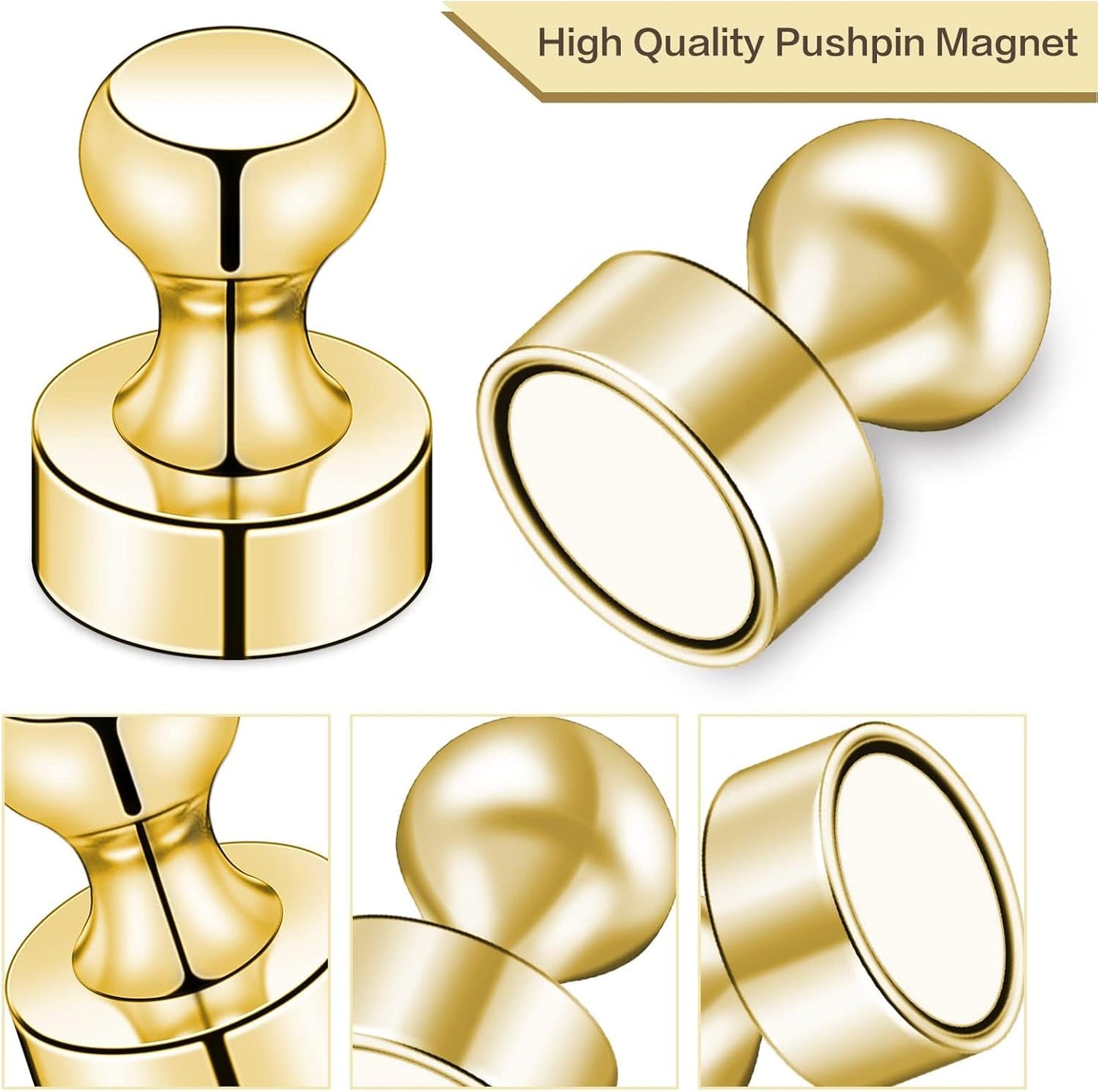 LOVIMAG Fridge Magnets 50Pcs Refrigerator Whiteboard Small Strong Magnet Classroom Kitchen Accessories Decorative Locker Set Decor Must Haves Office Calendar Refrigerador Magnetic Cute Crafts Gold