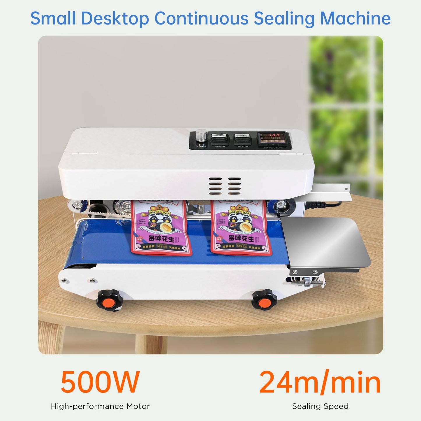 ZHONGMIN Commercial Heat Sealer Machine, Automatic Continuous Bag Band Sealing Machine with Digital Temp Control, Adjustable Speed, Desktop Bag Sealer for Plastic Bags Films (110V/60HZ)(FRC-520)