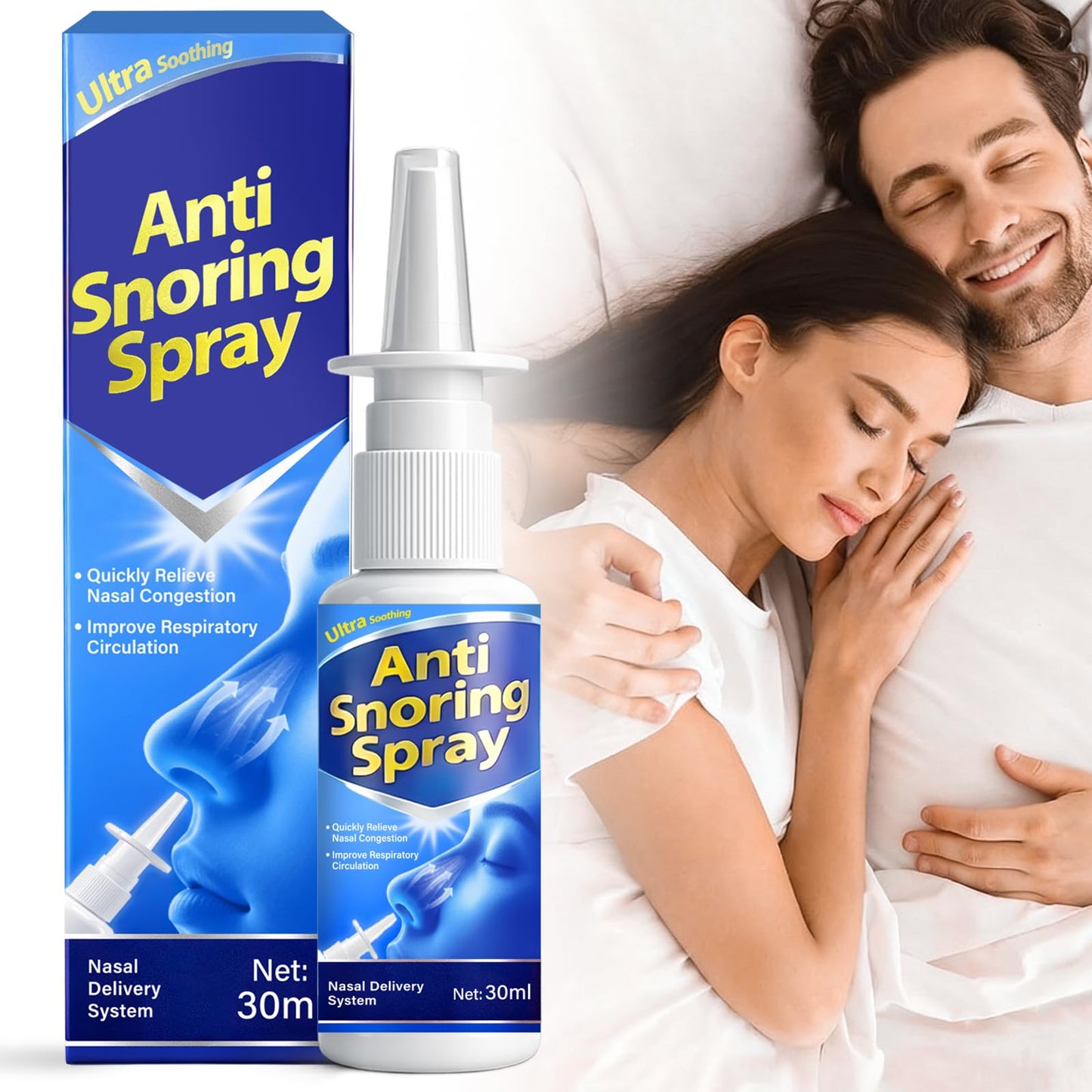 Anti Snoring Spray,Helps Reduce Snoring Sounds for Quiet Sleep,Easy-to-Use Natural Anti Snoring Spray for Adults,30ML