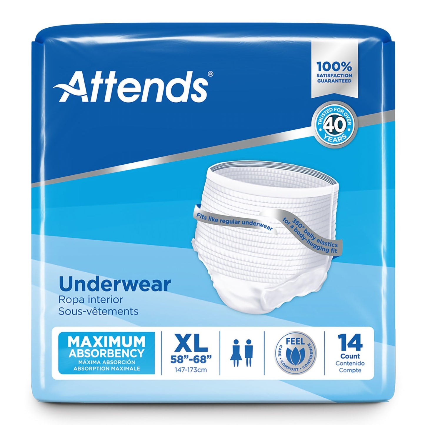 Attends Disposable Underwear Pull On with Tear Away Seams X-Large, AP0740, Heavy, 56 Ct