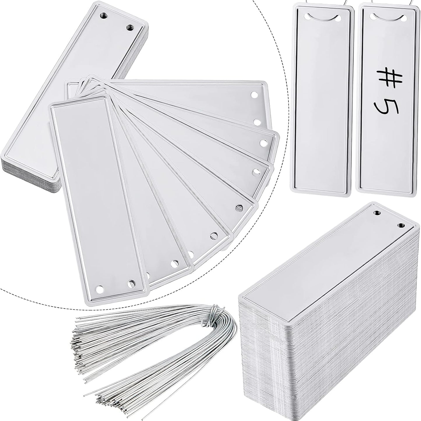 Ripeng 200 Pcs Aluminum Metal Plant Labels Writable Seedling Tree Tags with 6 Inch Wires Waterproof Double Sided Write for Plant Garden Marker Outdoor Identification and Greenhouse(200 Pieces)