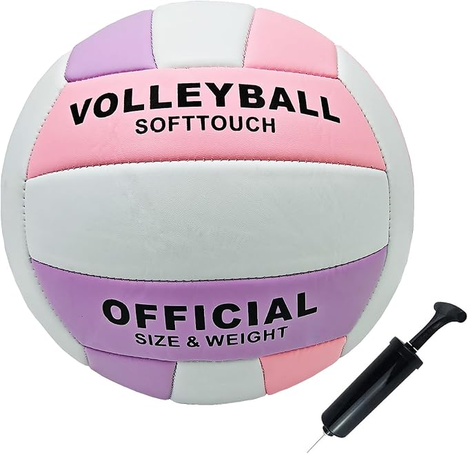 ABAJI Volleyball Official Size Soft Surface Training Practice Indoor Outdoor Gift for Kids Come with Pump Needle
