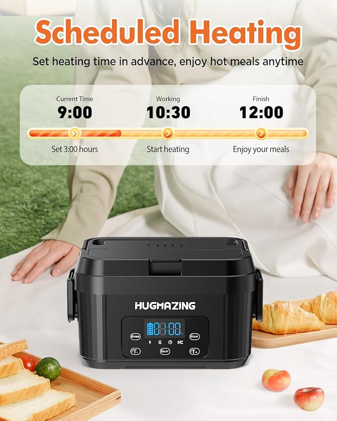Cordless Electric Lunch Box for Adults, Men & Women – Rechargeable Self-Heating Food Warmer with 1.2L SS Container, Battery-Powered Heated Lunch Box, Perfect for Work and Travel Use