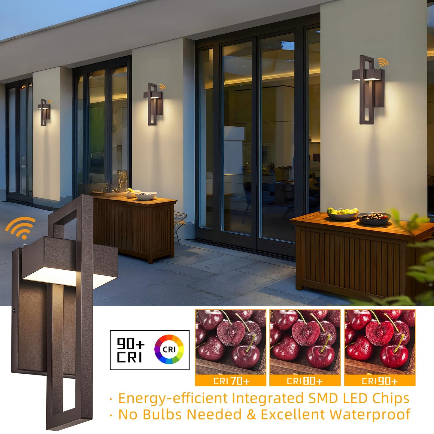 Tewei Led Outdoor Wall Sconce Dusk To Dawn Outdoor Lighting  Modern Exterior Lighting Fixtures  Brown Led Front Porch Lights Outside Wall Mount Lights For House  Hallway  Warm White 3000K  1 Pack