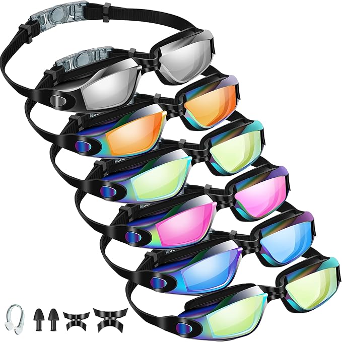 Fabbay 6 Pack Swim Goggles for Adult Anti Fog Swimming Glasses No Leaking Full Protection Pool Goggles for Women Men Youth