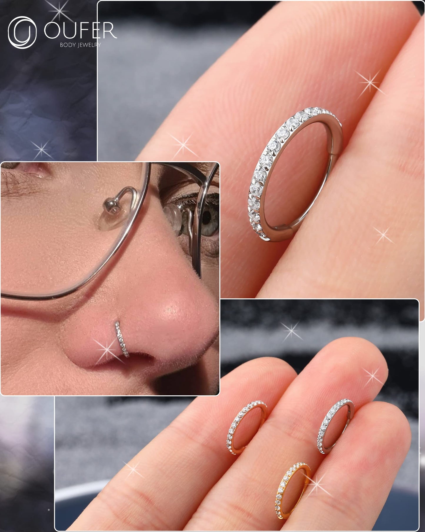 OUFER 20G 5mm Nose Rings Hoop, 20G Nose Piercing Jewelry, Surgical Steel Anti Tragus Helix Piercing Jewelry, Nickel Free Snug Ea