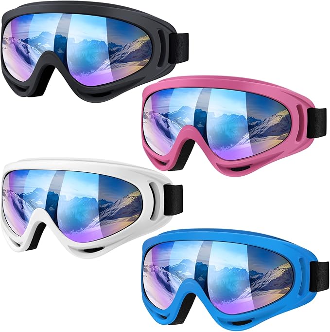 Vatefery 4-Pack Ski Goggles Snow Goggles for Men Women Kids Youth Adults Boys Girls,Snowboard Motorcycle goggles ATV Glasses