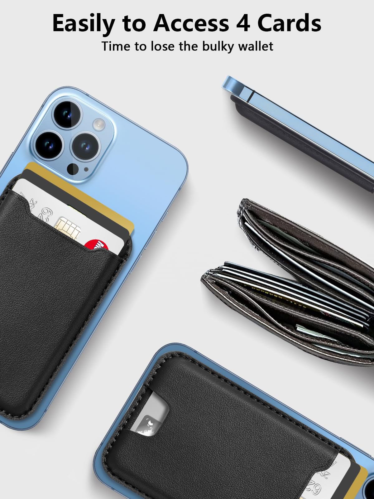 Topmade For Magsafe Wallet, Magnetic Wallet Card Holder For Iphone 16/16 Pro, Iphone 15/14/13/12 Series, Leather Magnetic Phone