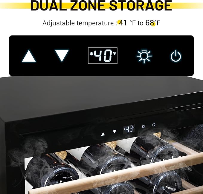 CT Copper Tailor 40 Bottles Outdoor Wine Cooler,Dual Zone Wine Fridge,Freestanding or Built-In Installation,LED Touch Control, for Home,Office,Bar,3.9 Cu.Ft