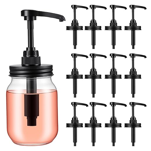 10PCS mason jar pump dispenser lid coffee syrup pumps for plastic mason jars syrup dispenser for coffee bar glass Seal Leak-Proof maple syrups dispensers for Honey, Ketchup,Liquid Condiment