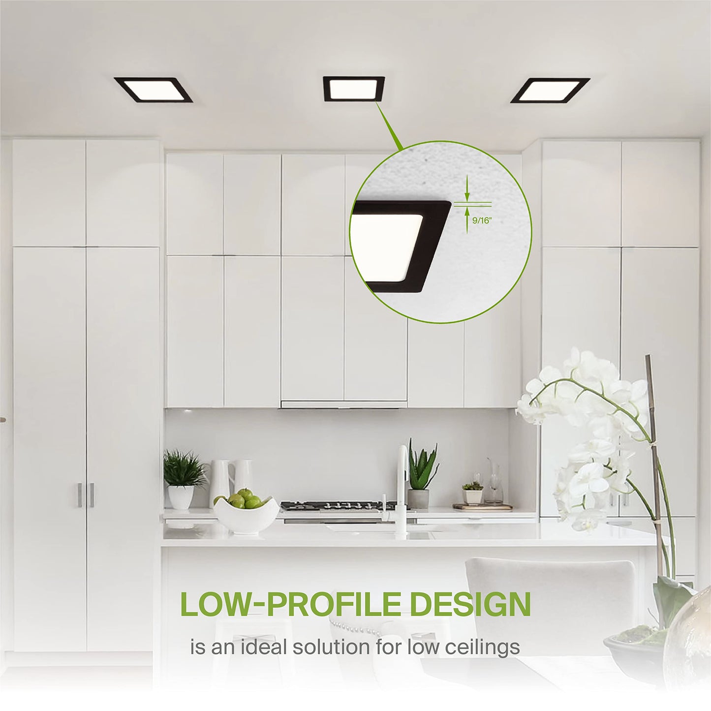 Asd 1 Pack Led Square Recessed Lighting 8 Inch  5 Cct 2700K-5000K Cri90+  20W 70W Eqv  Ultra Thin Dimmable Ceiling Lights With J Box  Canless Wafer Downlight  Slim Panel Light  Ul Energy Star  Black