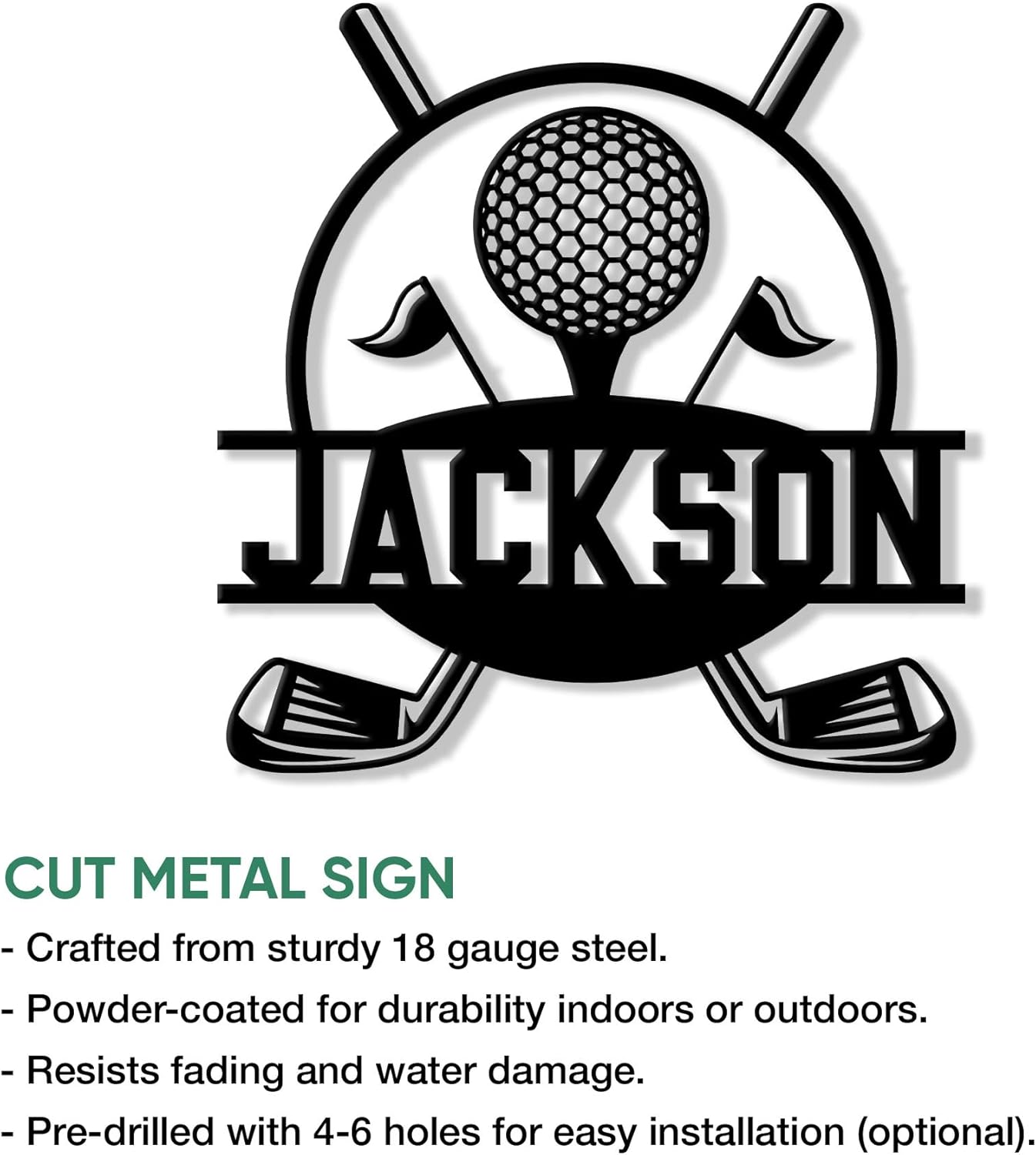 Personalized Golf Metal Sign, Golfer Hanging Sign Outdoor Porch Welcome, Custom Name Wall Fence Yard Patio Home Office Decor Gifts for Dad, Husband, Son by OhaPrints