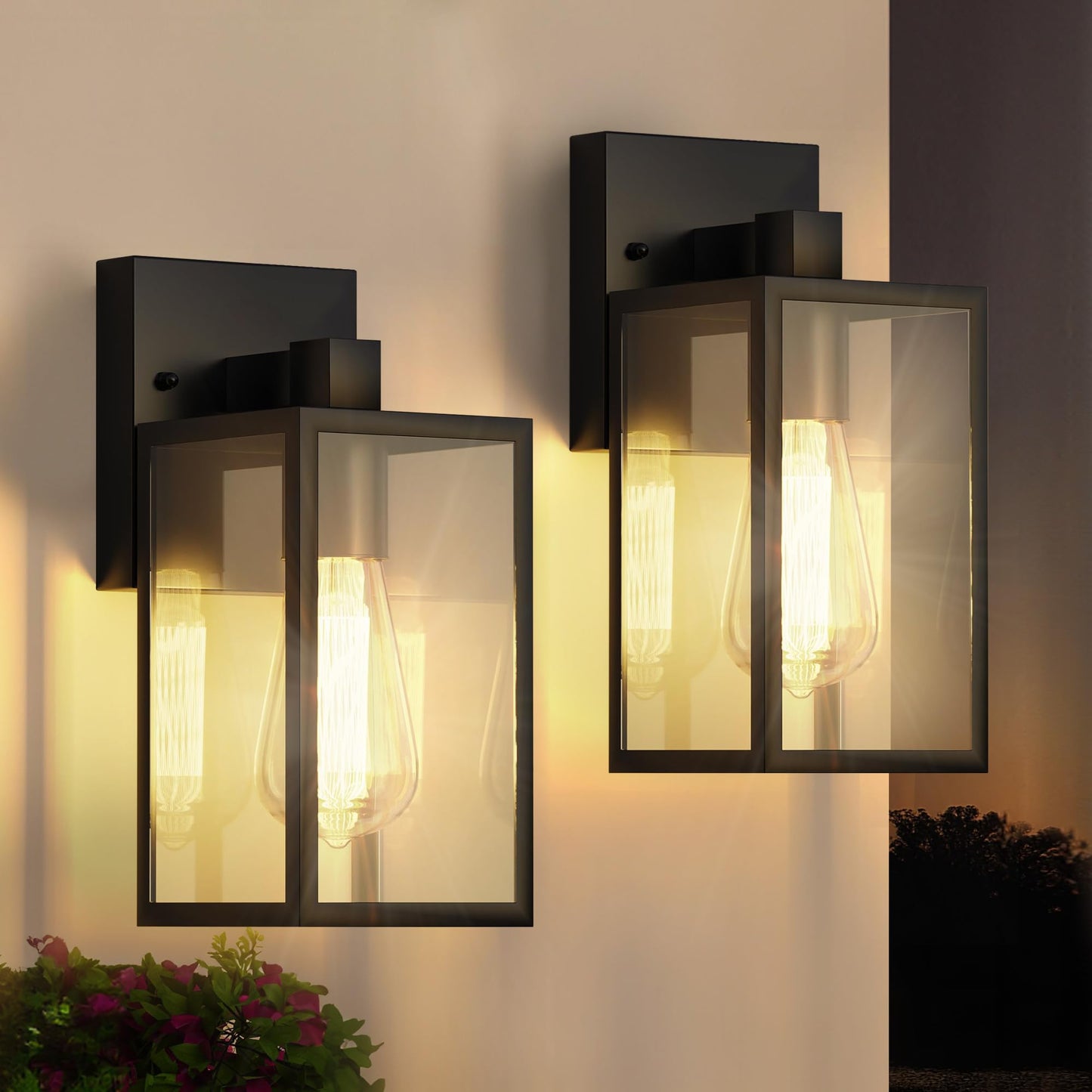 Wihtu Outdoor Sconce Lights - Waterproof Black Wall Lanterns, Metal, Model Wtwl161Ab2, 2 Pack For Garage & Doorway