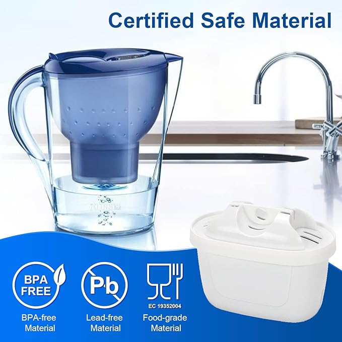 Replacement Filter Compatible with Brita Mavea 1001122,Maxtra,Maxtra+ and LEVOIT Pitcher Water Filter cartridges with Lead&Arsenic Removal (Pack of 6)