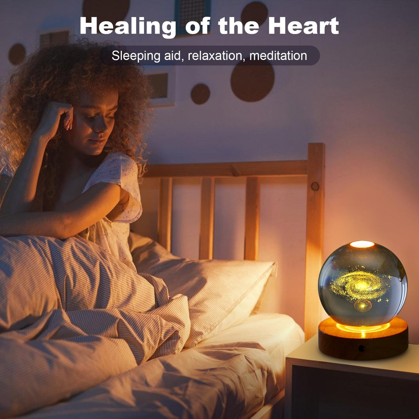 youglatt Galaxy Night Light Lamp, 3D Crystal Ball, 16 Color LED, Remote Control, Space Theme, Transparent Color, Model A6