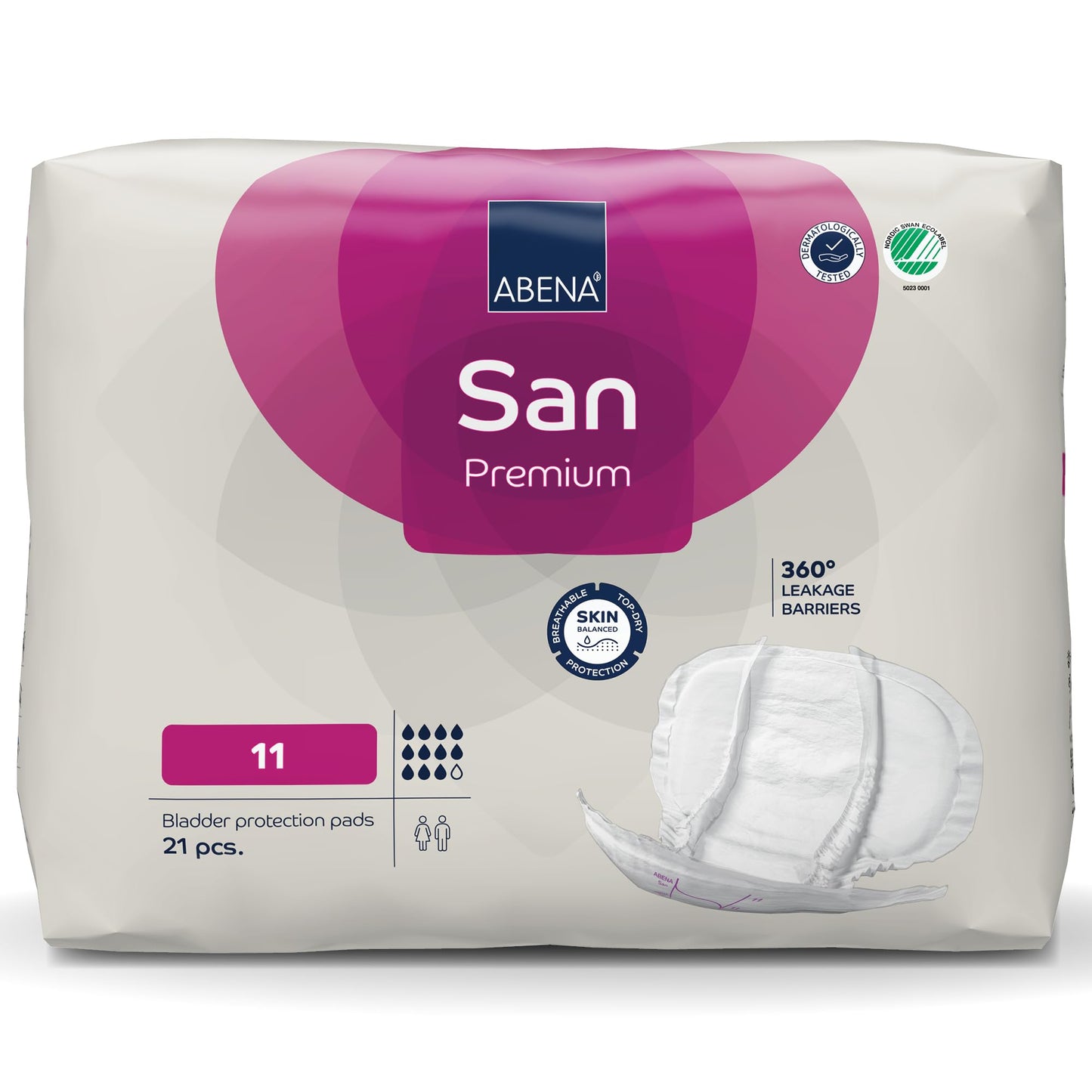 Abena San Premium Incontinence Pads, Heavy Absorbency, (Sizes 8 to 11), Size 11, 21 Count