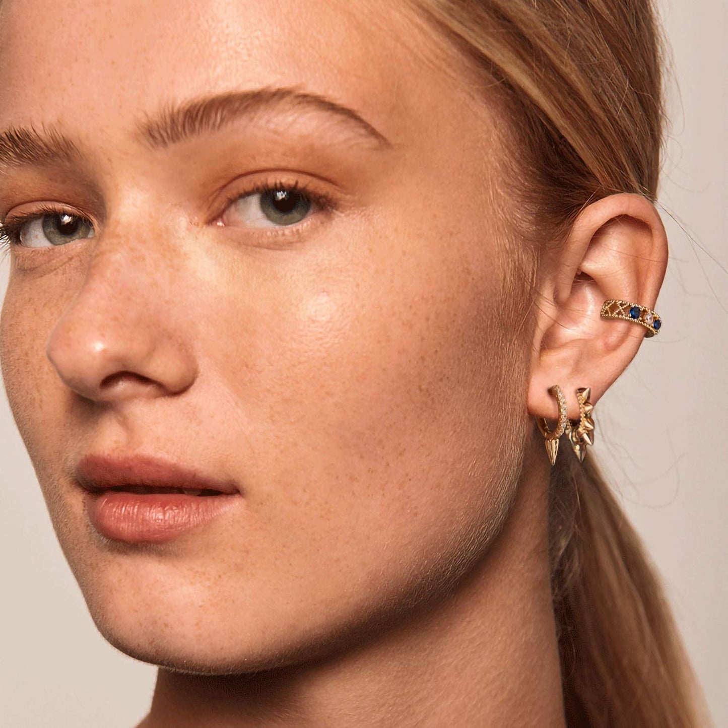 MYEARS Women Spike Earrings Gold Huggie Hoop Ear Stud Cuff Cubic Zirconia 14K Small Simple Hypoallergenic Everyday Jewelry 1