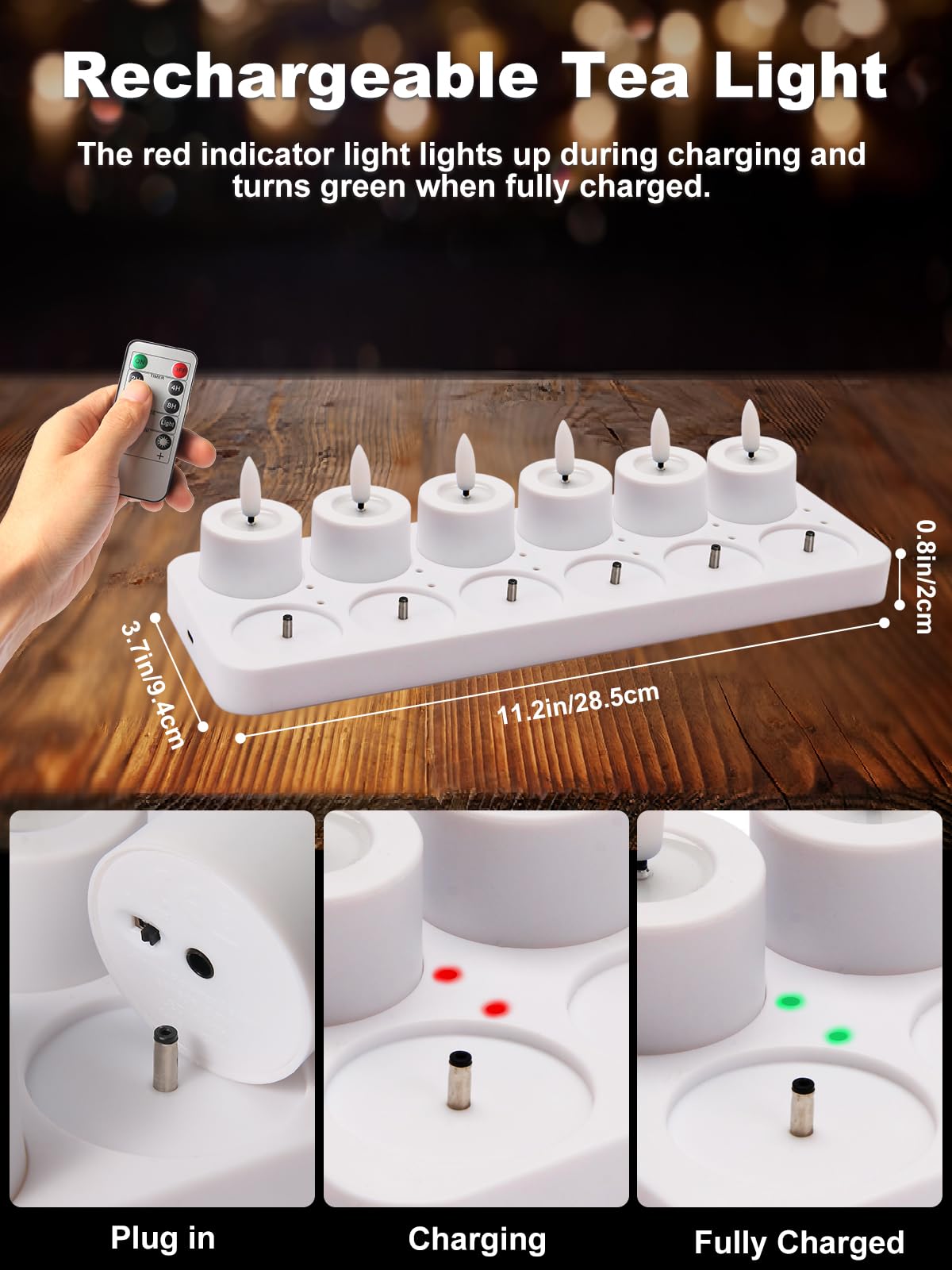 Rechargeable Flameless Tea Lights Candles with Timer Romote, 1.5"x 1" Small Votive Candle Battery Operated, Electric LED Candles for Wedding Centerpiece Table Decor Halloween Christmas (12 Pack)
