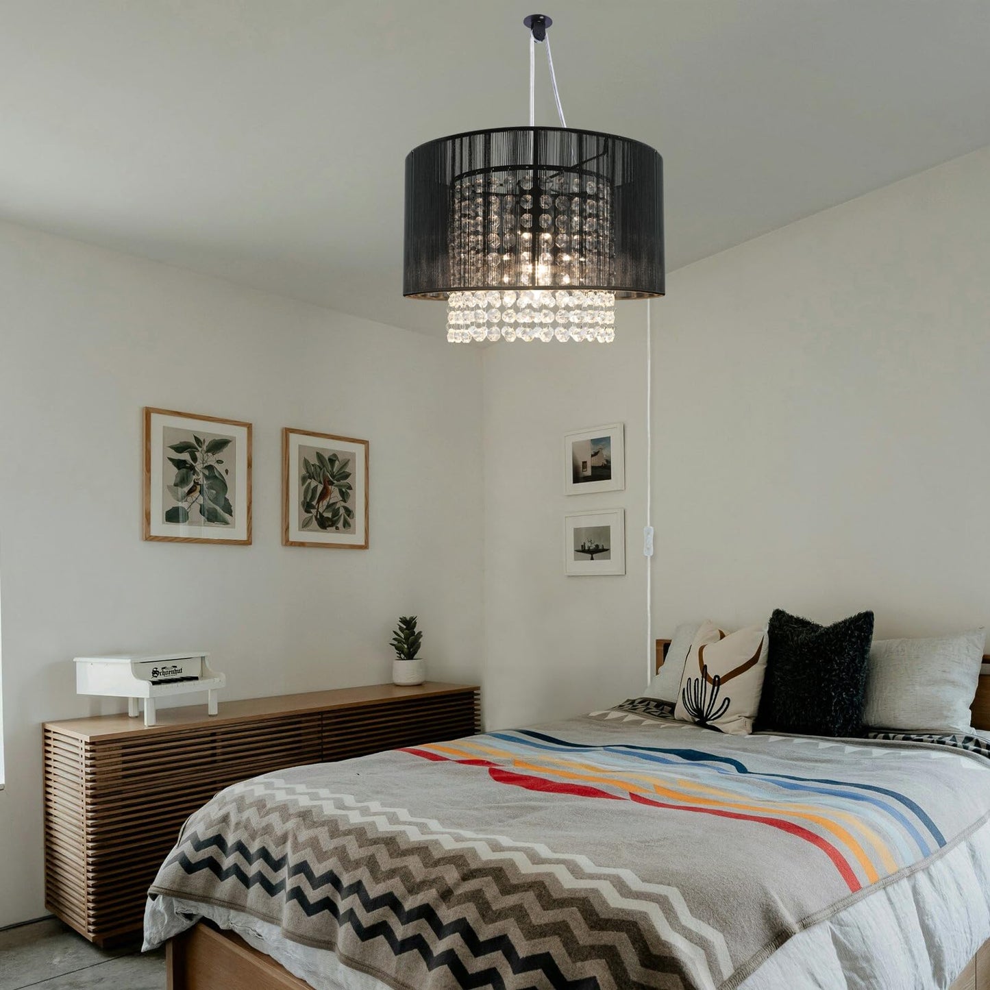 Tislyco Plug In Chandelier  Crystal Chandelier Lighting With Long Cord 15Ft And On/Off Switch  Hanging Pendant Light Plug In  Hanging Lamps That Plug Into Wall Outlet For Bedroom Living Room