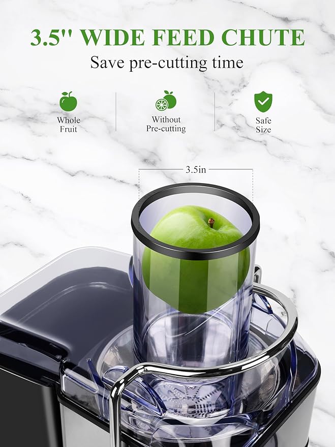 1200W 6-Speed Touch LCD Screen Centrifugal Juicer with 3.2'' Big Wide Chute, Healnitor Juice Extractor Machines Vegetable and Fruit, Titanium Enhanced Filter, Easy Clean, BPA-Free, Silver