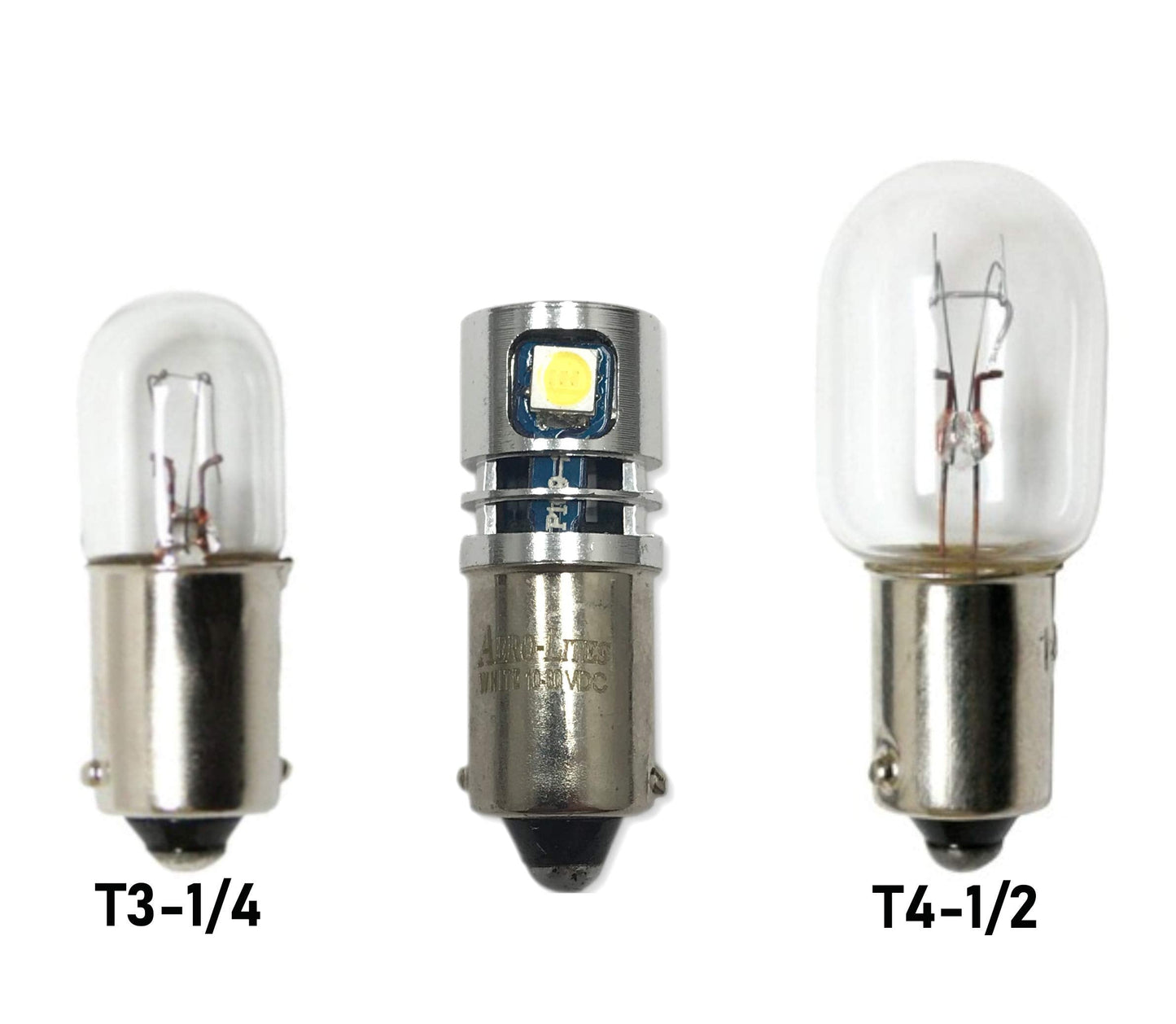 Aero-Lites.Com Led Replacement Bulb, T3Dv Miniature Bayonet Base, 12/28Vdc, 2-Pack, Bright White, Aluminum