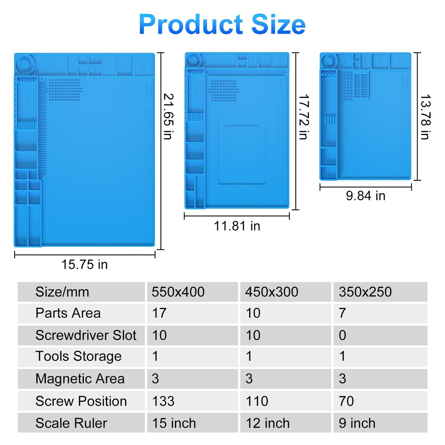 STREBITO Silicone Soldering Mat Electronics Mat, Solder Pad Heat Resistant 932°F, Magnetic Work Mat Silicone Repair Mat for Soldering, Computer, Laptop, Cell Phone, RC, Watch, Gun, Size 17.7" x 11.8"