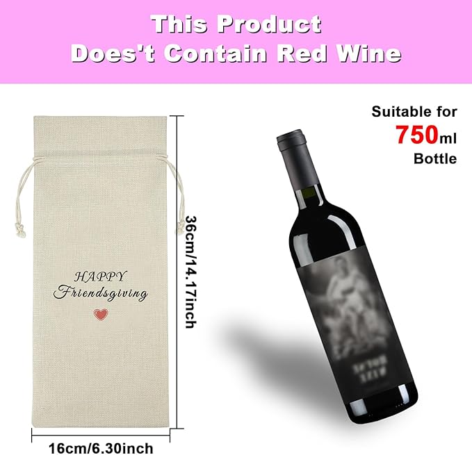 Friendship Gift for Best Friends Besties Wine Bags Friendsgiving Party Decors Friendsgiving Gift for Friends Thanksgiving Decors Happy Friendsgiving Burlap Wine Bottle Bag Graduation Christmas Gift