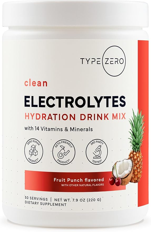 Type Zero Clean Electrolytes Hydration Powder Drink Mix + 14 Essential Vitamins & Minerals - Sugar Free, Zero Artificial I...