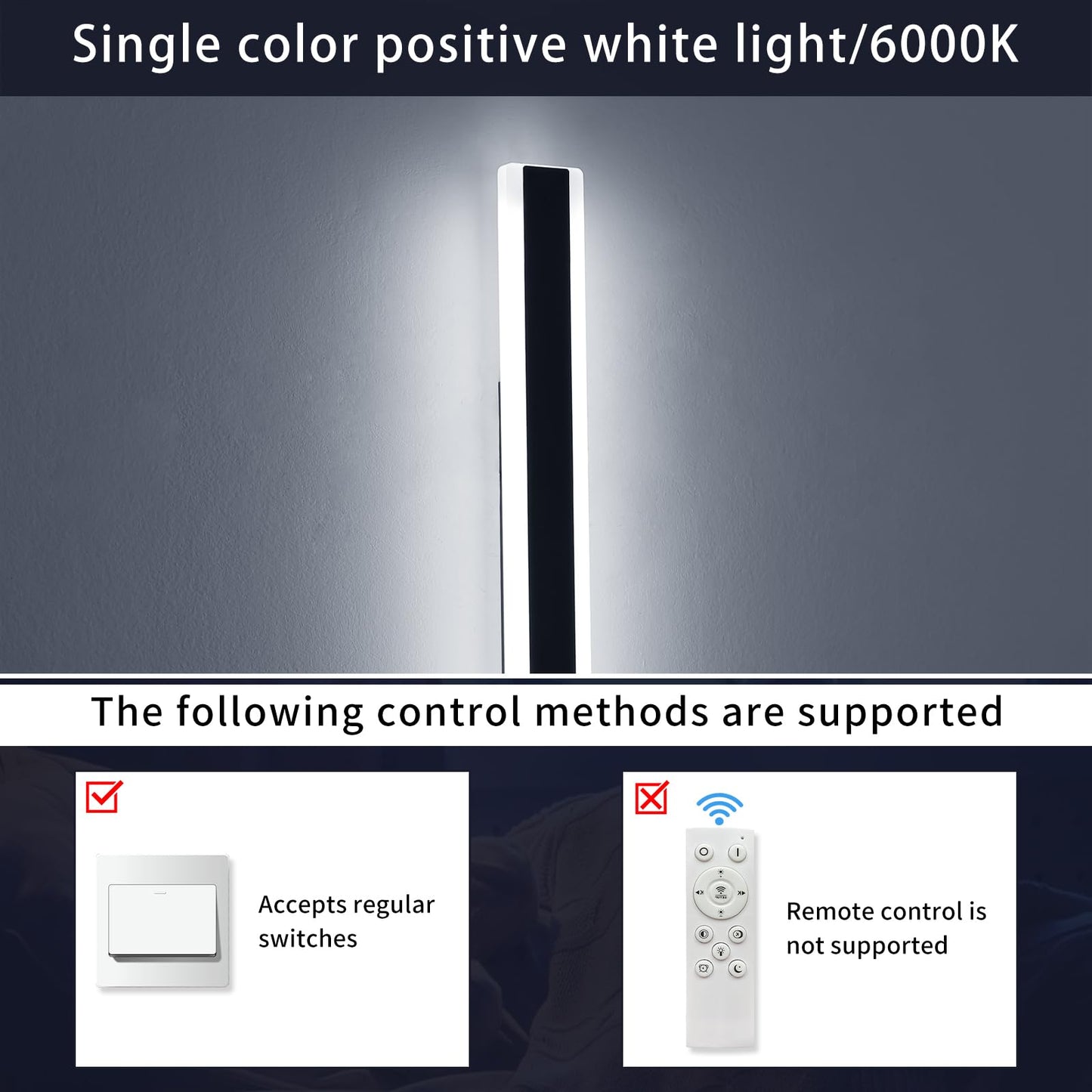 Mikeru 47.2Inch Long Led Wall Light  6000K Cool White Modern Outdoor Wall Light Ip65 Waterproof Black Acrylic Porch Exterior Lighting Fixtures  Exterior Wall Mount Lights For Garage Front Door