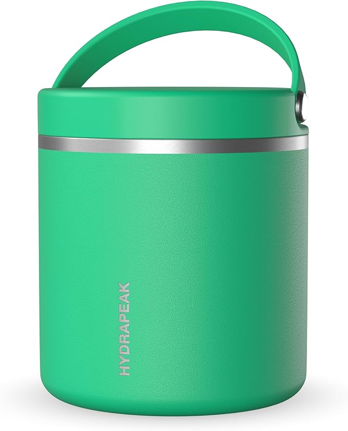 Hydrapeak 25oz Stainless Steel Vacuum Insulated Food Jar | Hot Food and Cold Food, Wide Mouth Leak-Proof Soup for Adults, 10 Hours Hot / 16 Hours Cold (Jade)