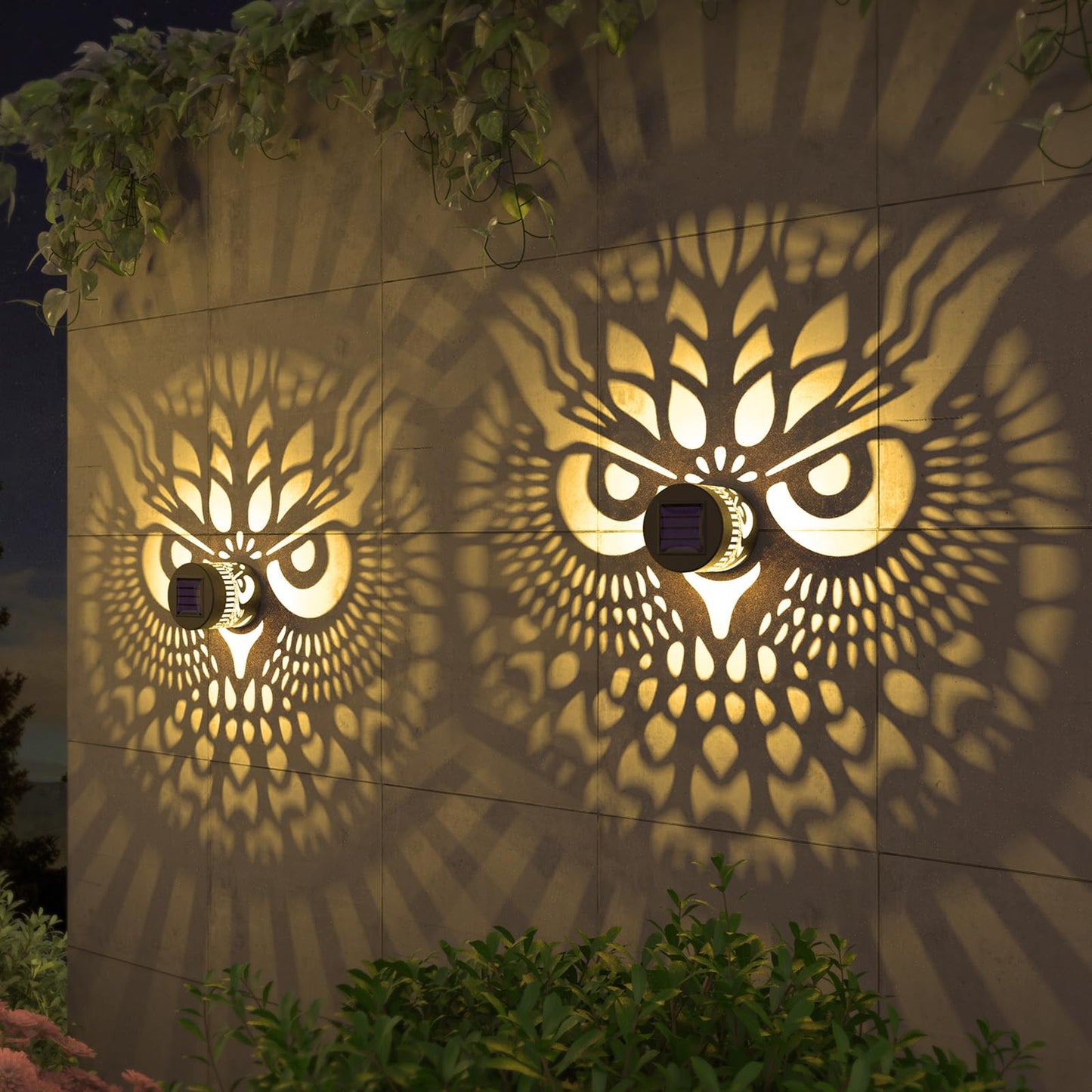 Gardencave Solar Fence Lights 4 Pack Owl Theme Waterproof Outdoor Wall Deck Step Lights for Garden Patio Yard Decor
