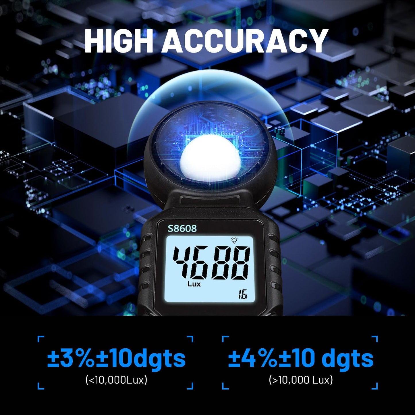 Mcbazel Digital Illuminance Light Meter, Photometer Light Intensity Sense Tester With Lcd Display,Lux Meter Range Up To 200,000