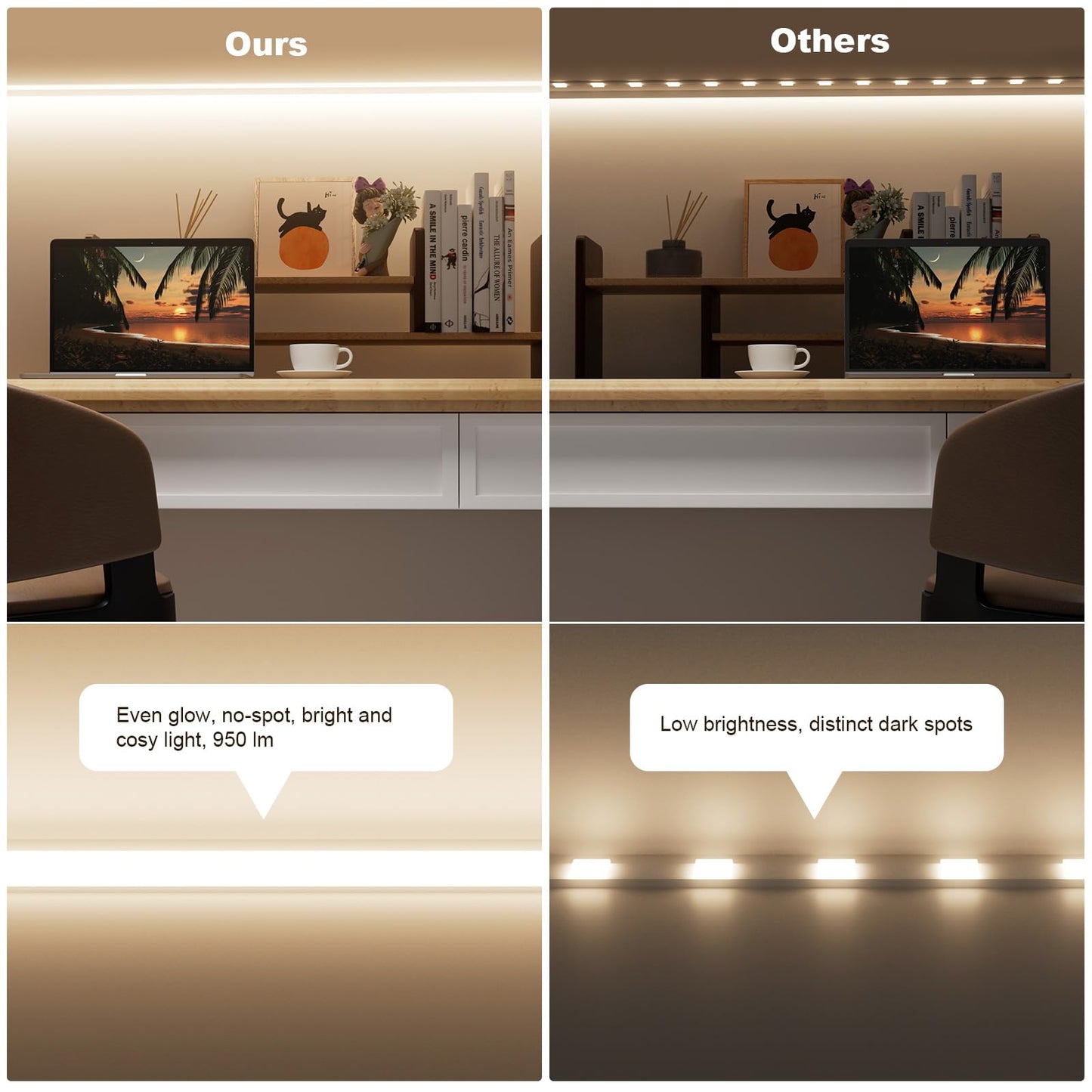 My Beauty Light Bright Silicone Led Under Cabinet Lights  3.8Ft Plug-In 4000K 950Lm Warm White Dimmable Under Cabinet Lighting Strip With Rf Remote For Kitchen  Under Counter  Bedroom  Bathroom Decor