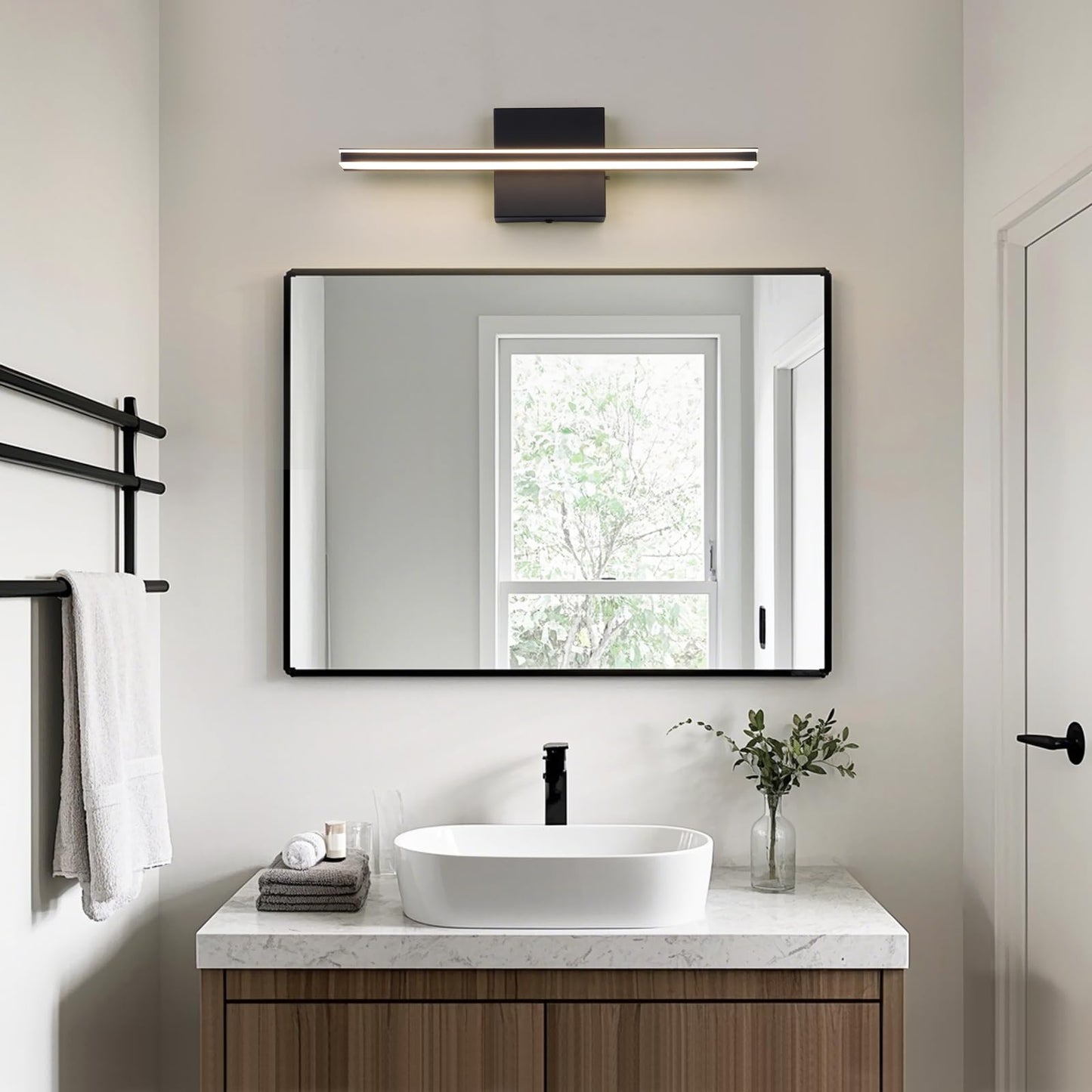 BRIVOLART LED Bathroom Vanity Light Dimmable 5CCT, 15.7 Inch, Black, Acrylic, Model 6420-5CCT