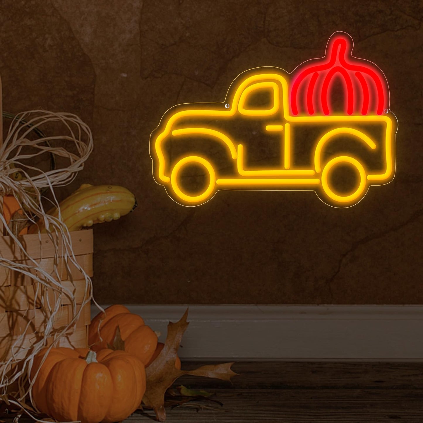 Thanksgiving Truck Neon Signs  Dimmable Truck Pumpink Autumn Neon Lights Signs For Wall Decor  Usb Powered For Thanksgiving Party Kids Gift Home Bar Harvest Man Cave Store Decor  13.78 ? 9.84