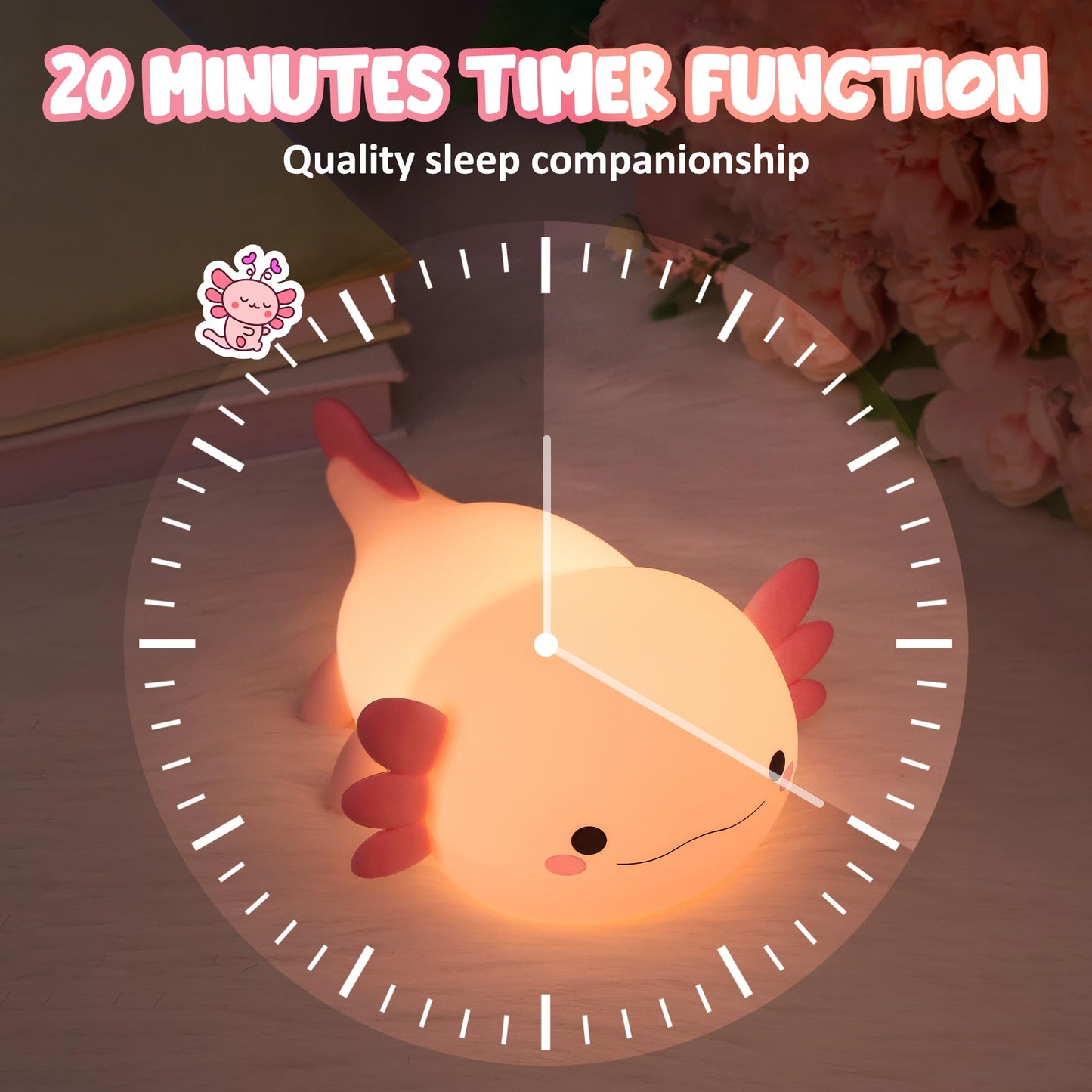 Lampeez Axolotl Gifts  Cute Axolotl Night Light  Soft Silicone Lamp Nursery Nightlight Led Touch Light  Bedroom Decor As Xmas Birthday Gift For Boys Girls