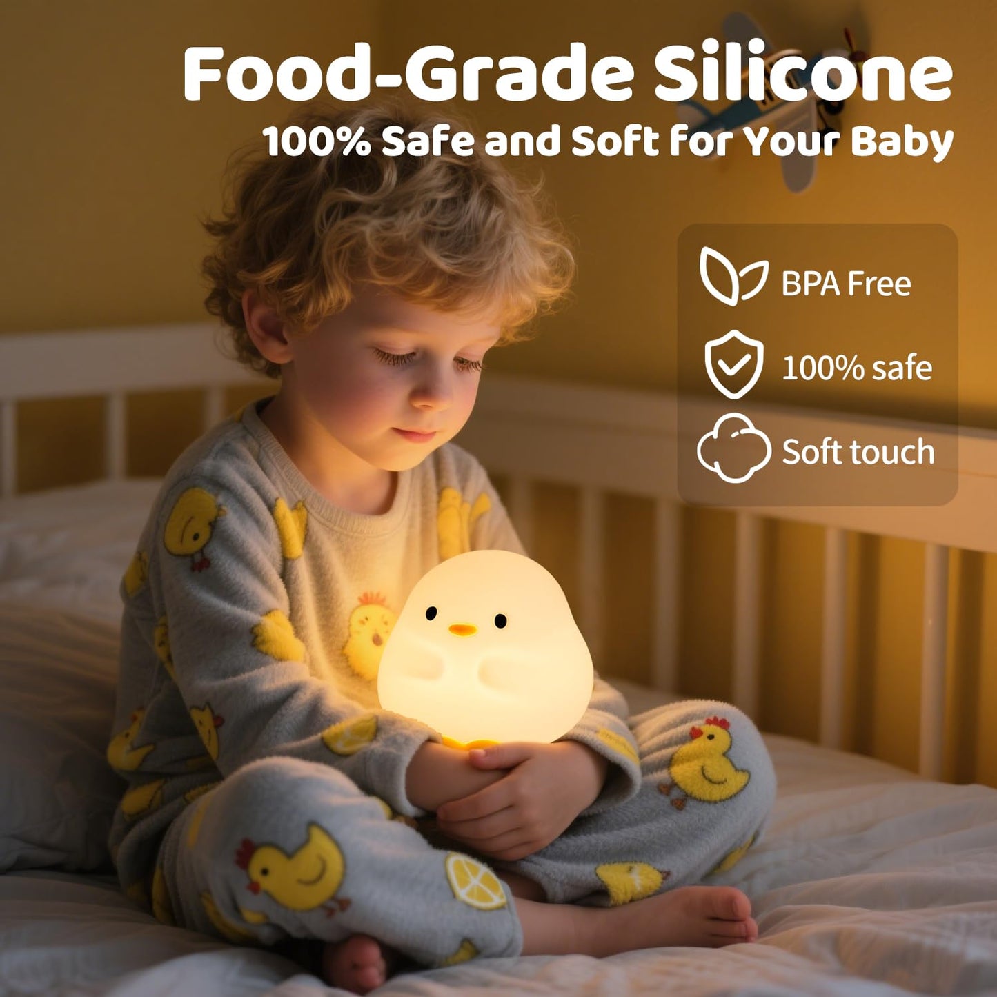 Rytinazzz Duck Silicone Night Light For Kids - Color Changing Led Lamp With Soft Touch  Usb Rechargeable & Long Battery - Cute Touch Control Duck Light For Kids Room & Birthday Gifts