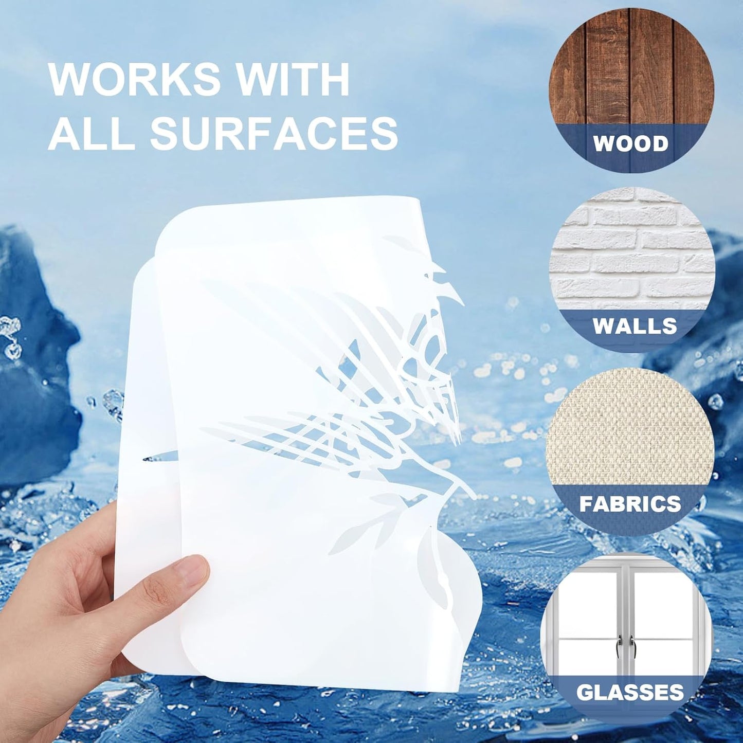 MAYJOYDIY 6pcs Animal Stencil Templates Dog Cat Deer Bear Rabbit Stencils 6×6inch with Paint Brush Reusable Animals Head Stencil for Painting on Wood Wall DIY Craft