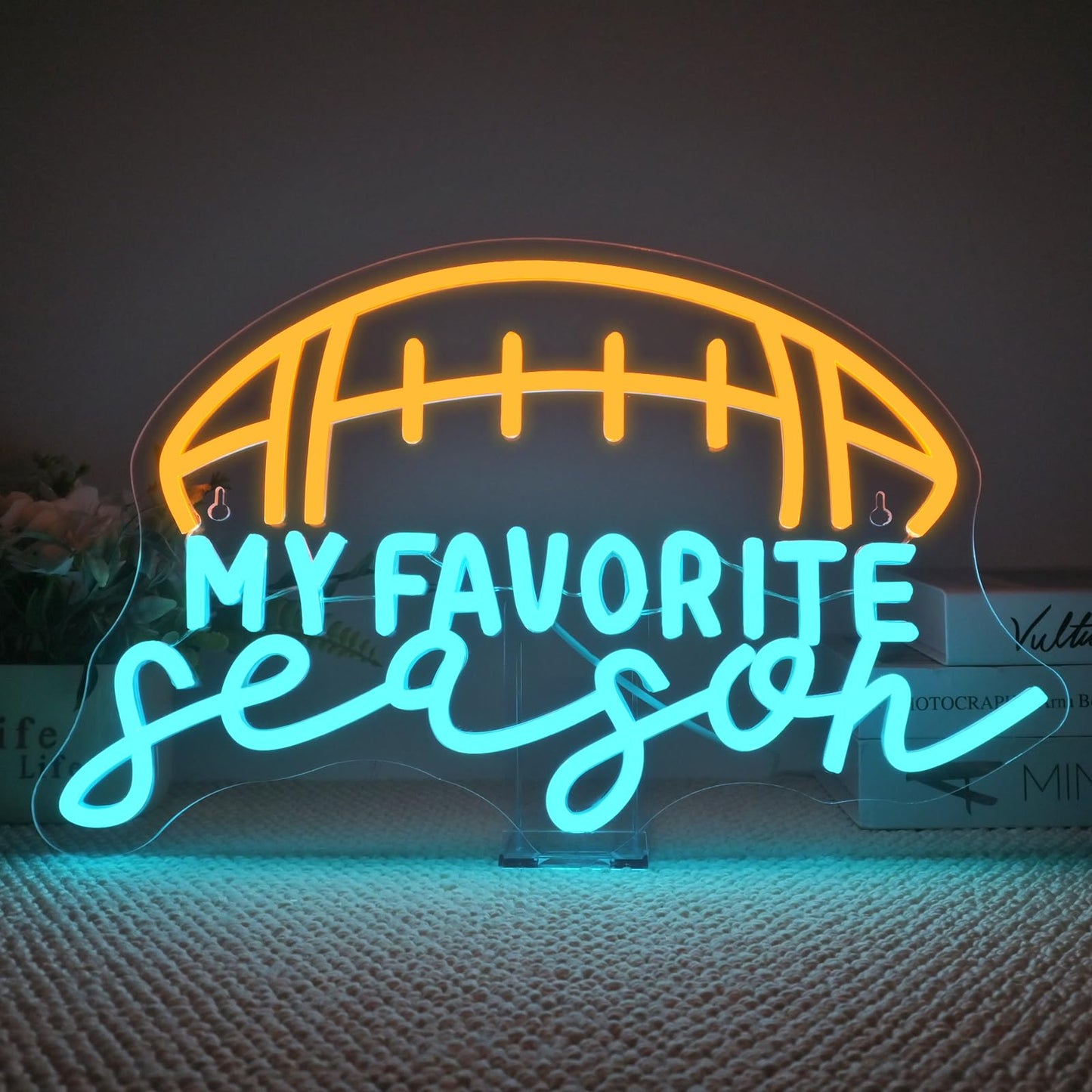 Wanxing Football Neon Sign - Dimmable LED Light, 7.8inx16.5in, Colorful Design for College Room, Christmas Gift for Football Fans
