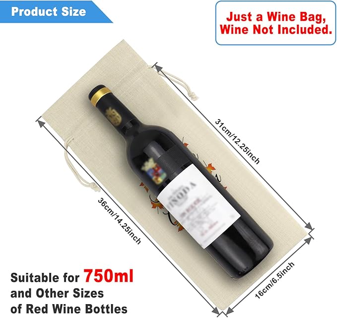Fall Theme Gift Autumn Decorations Wine Bag Autumn Lover Gift Thanksgiving Themed Gifts for Women Men Christmas Wedding Birthday Gift Autumn Holiday Party Supplies Reusable Wine Bottle Cover