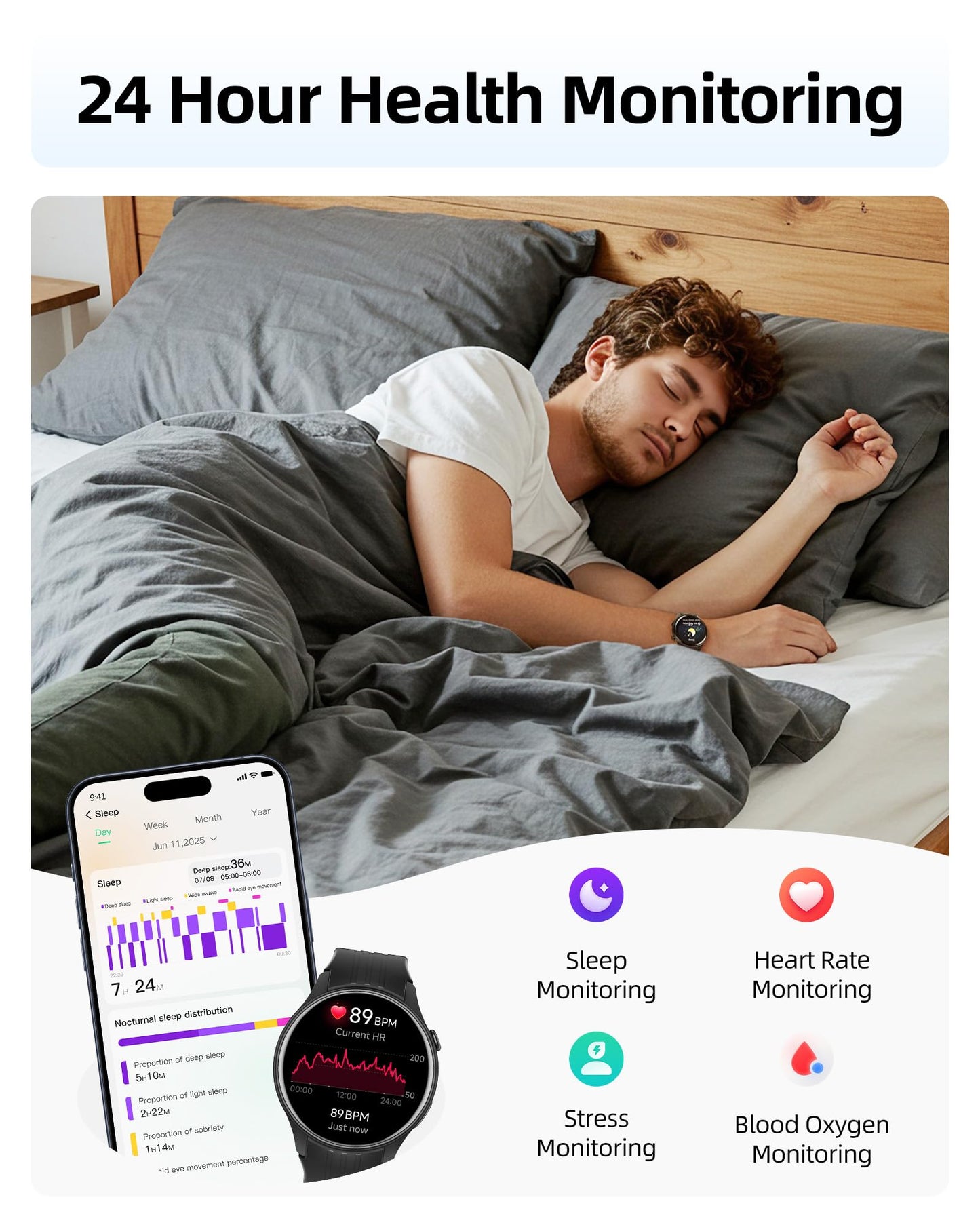 Parsonver Smart Watch for Men Women, Built-in GPS, Fitness Watch with Answer/Make Calls, 100+ Sport Modes, Heart Rate, Sleep Monitor, Pedometer, IP68 Waterproof, Smartwatch for Android & iPhone, Black