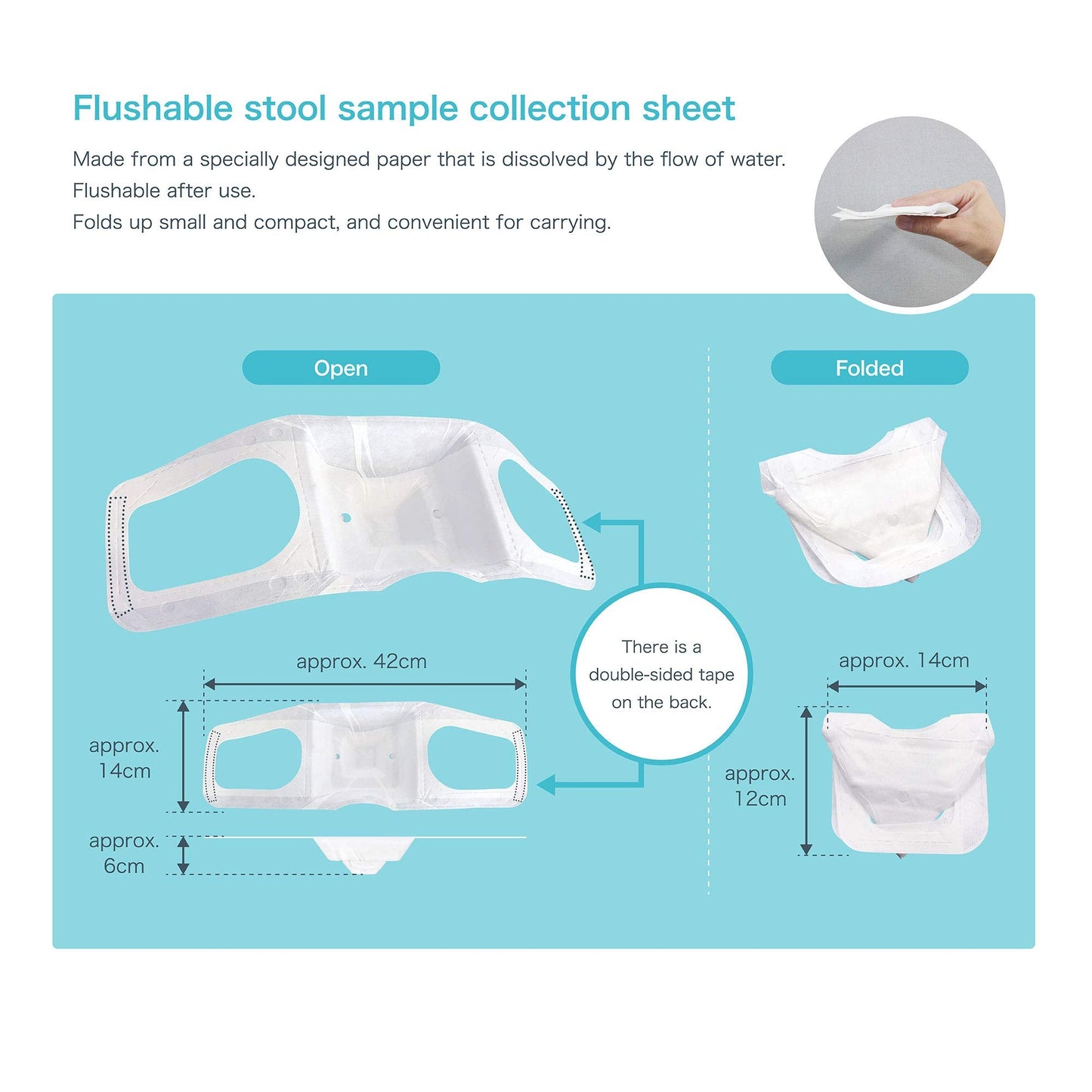 Raku-Ryu Cup flushable Stool Sample Collection Sheet (Pack of 5)